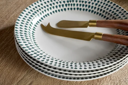 Juniper Drop Dinnerware Set - Cream & Juniper (Set of 12)
