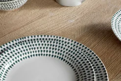 Juniper Drop Dinnerware Set - Cream & Juniper (Set of 12)