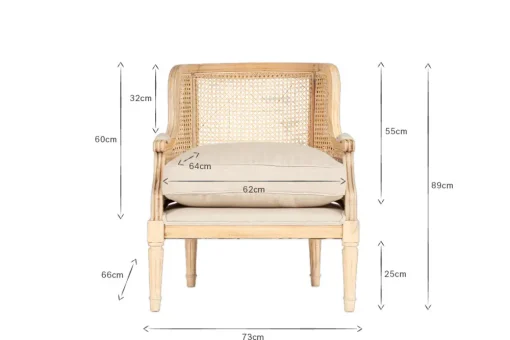 Kaziria Cane & Linen Armchair - Natural