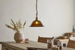 Keju Organic Shape Recycled Glass Pendant - Dark Amber