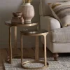 Khidki Cast Metal & Glass Nesting Side Tables - Antique Brass (Set of 2)