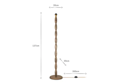 Konali Mango Wood Floor Lamp - Ash Stain