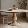 Laya Round Carved Wood Table - Large