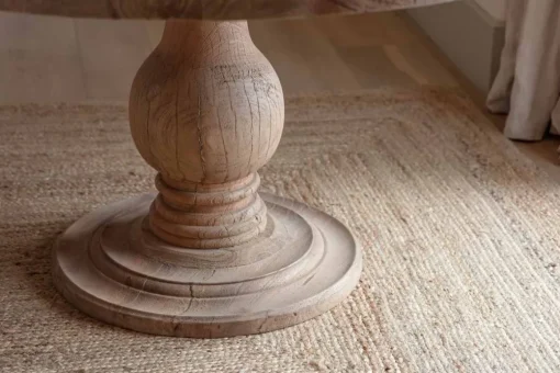 Laya Round Carved Wood Table - Large