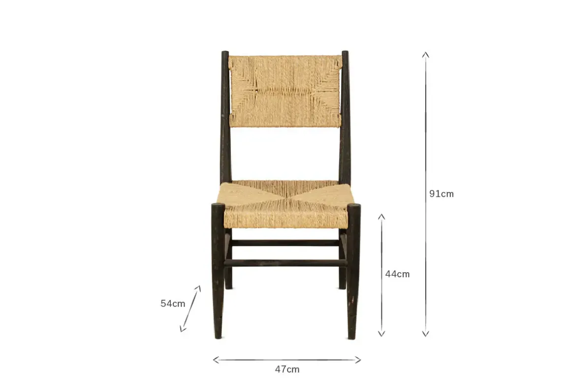 Lohanda Acacia & Munja Grass Dining Chair - Charcoal