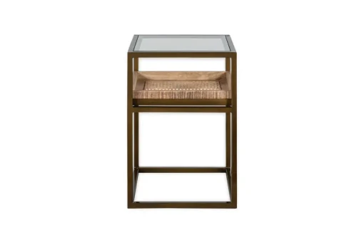 Luzon Iron & Mango Wood Display Side Table - Brass