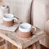 Mali Ribbed Coffee Mug - White (Set of 2)