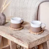 Mali Ribbed Espresso Mug - White (Set of 2)