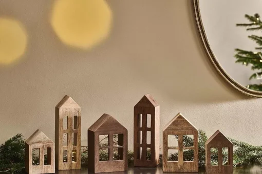 Mandar Mango Wood House - Dark Brown - Large