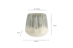 Matamba Ceramic Wall Hung Planter - Black Lines