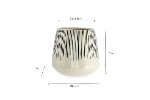 Matamba Ceramic Wall Hung Planter - Black Lines