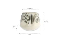 Matamba Ceramic Wall Hung Planter - Black Lines