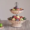 Montali Rattan 2 Tier Fruit Stand - Black & Natural