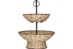 Montali Rattan 2 Tier Fruit Stand - Black & Natural