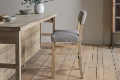 Nadeeka Linen Upholstered Counter Chair - Soft Grey