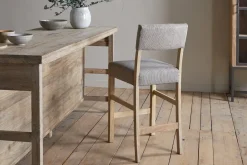 Nadeeka Linen Upholstered Counter Chair - Soft Grey