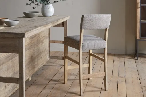Nadeeka Linen Upholstered Counter Chair - Soft Grey