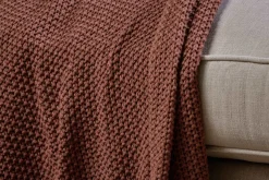 Nahan Moss Stitch Cotton Throw - Rust