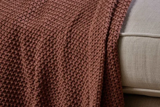 Nahan Moss Stitch Cotton Throw - Rust