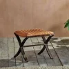 Narwana Ribbed Leather Footstool - Aged Tan