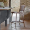 Nayan Leather & Jute Counter Chair - Tan