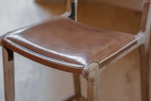 Nayan Leather & Jute Counter Chair - Tan