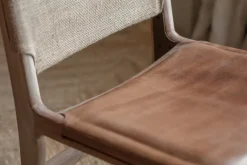 Nayan Leather & Jute Dining Chair - Tan