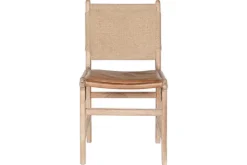 Nayan Leather & Jute Dining Chair - Tan