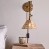 Noko Rattan Wall Lamp - Natural & Antique Brass