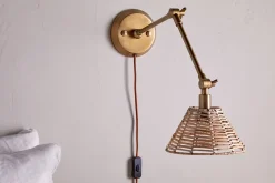 Noko Rattan Wall Lamp - Natural & Antique Brass