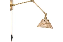 Noko Rattan Wall Lamp - Natural & Antique Brass