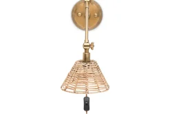 Noko Rattan Wall Lamp - Natural & Antique Brass