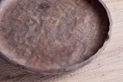 Nyati Mango Wood Etched Round Tray - Dark