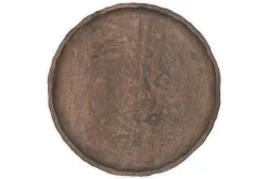 Nyati Mango Wood Etched Round Tray - Dark