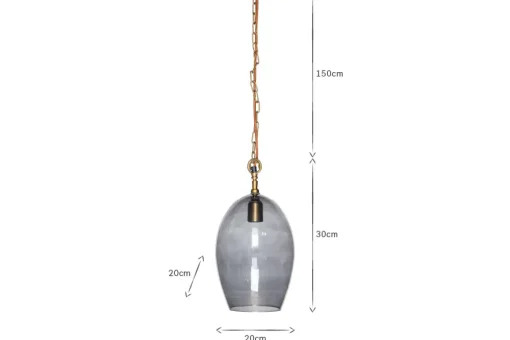 Otoro Recycled Glass Pendant - Smoke - Small Oval