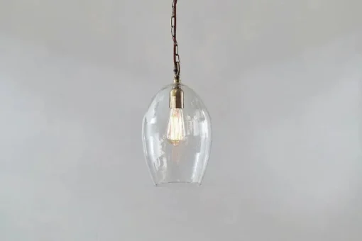 Otoro Recycled Glass Pendant - Clear - Small Oval