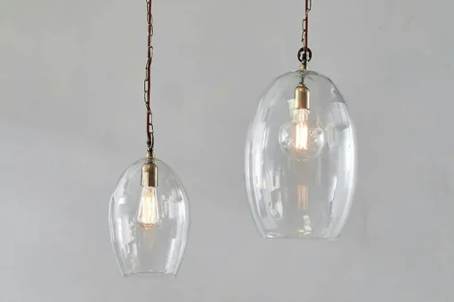 Otoro Recycled Glass Pendant - Clear - Small Oval