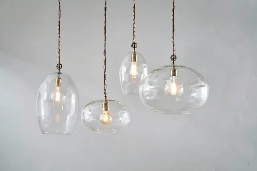 Otoro Recycled Glass Pendant - Clear - Small Oval