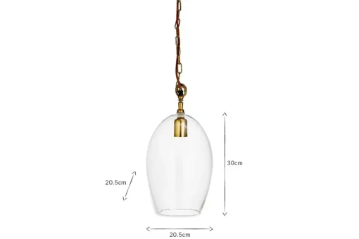 Otoro Recycled Glass Pendant - Clear - Small Oval