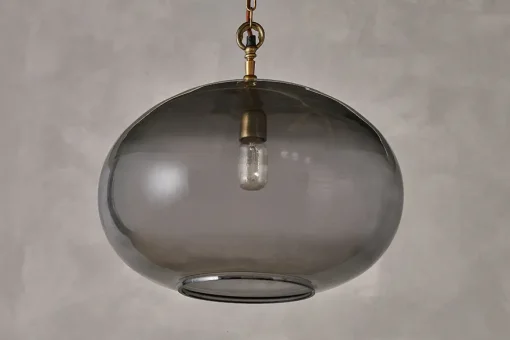 Otoro Recycled Glass Pendant - Smoke - Large Round