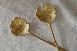 Prakriti Leaf Salad Servers - Brushed Gold (Set of 2)