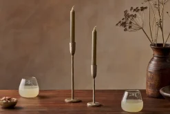 Rustic Soy Blend Dinner Candle - Olive Green - (Set of 2)