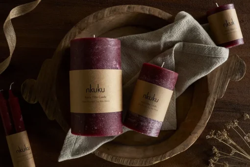 Rustic Soy Blend Pillar Candle - Dark Cherry - Large