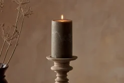 Rustic Soy Blend Pillar Candle - Olive Green - Large