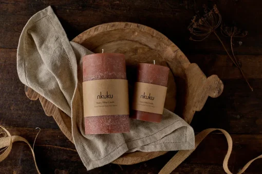 Rustic Soy Blend Pillar Candle - Rust - Small