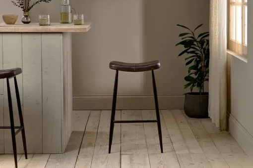 Samaira Leather Counter Stool - Dark Brown