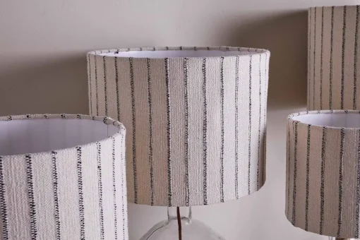 Sanja Cotton Stripe Lampshade - Off White & Grey