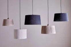 Sanja Cotton Stripe Lampshade - Off White & Grey