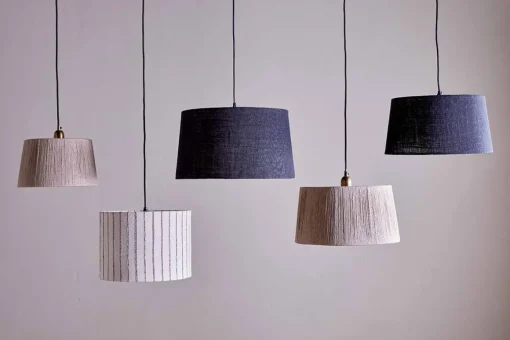 Sanja Cotton Stripe Lampshade - Off White & Grey