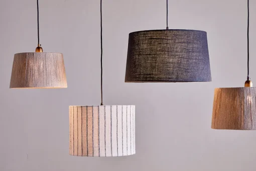 Sanja Cotton Stripe Lampshade - Off White & Grey